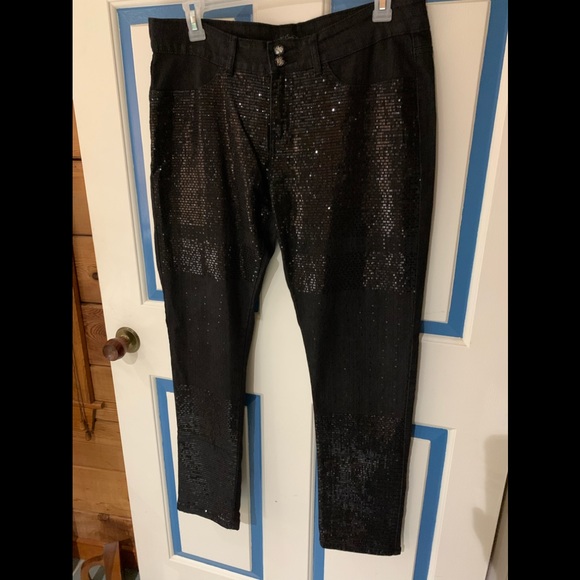 🎈Jane Doe Black Sequins Jeans Casual Cocktail Party SZ 15 SALE❗️ - Picture 9 of 16